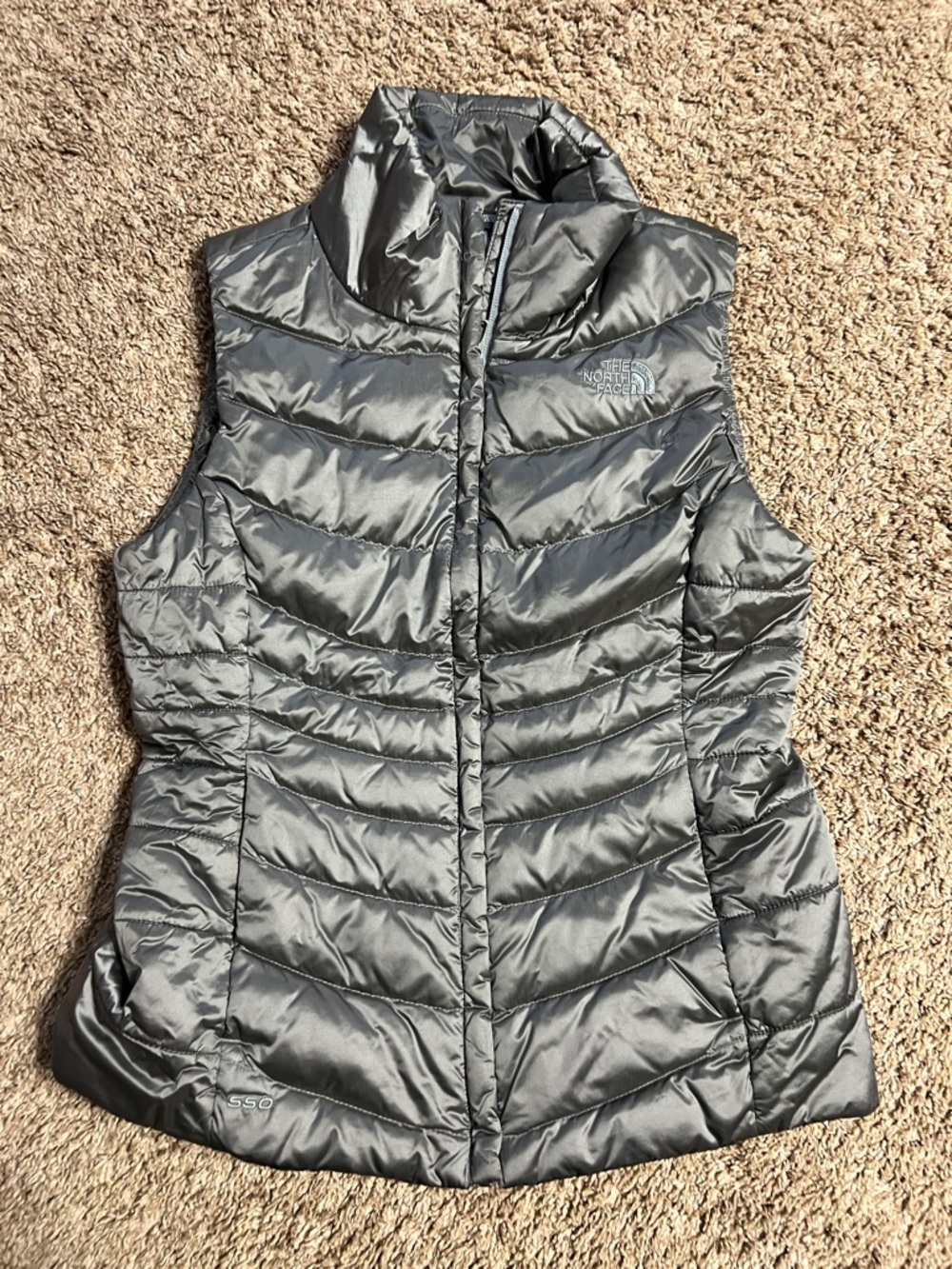 The North Face Women's Metallic Gray Quilted Down Vest